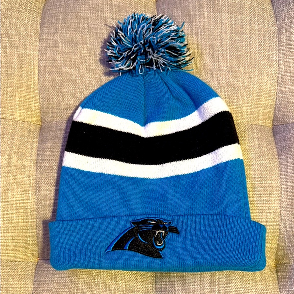 Blue and Black Carolina Panthers Pom-Pom Beanie